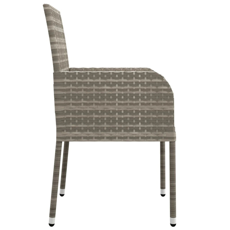 Ensemble de salle à manger d'extérieur 3 pièces vidaXL avec coussins, en polyrotin noir - 18,9 x 21,7 x 34,6