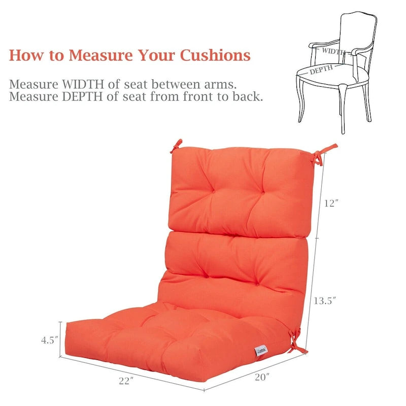 Coussin d'assise capitonné pour chaise de patio d'extérieur 22 x 44 - 44 (L) x 22 (l) x 5 (H)