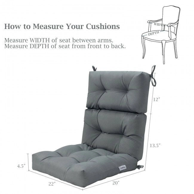 Coussin d'assise capitonné pour chaise de patio d'extérieur 22 x 44 - 44 (L) x 22 (l) x 5 (H)