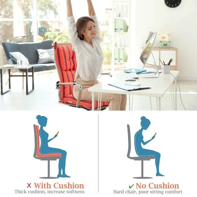 Coussin d'assise capitonné pour chaise de patio d'extérieur 22 x 44 - 44 (L) x 22 (l) x 5 (H)