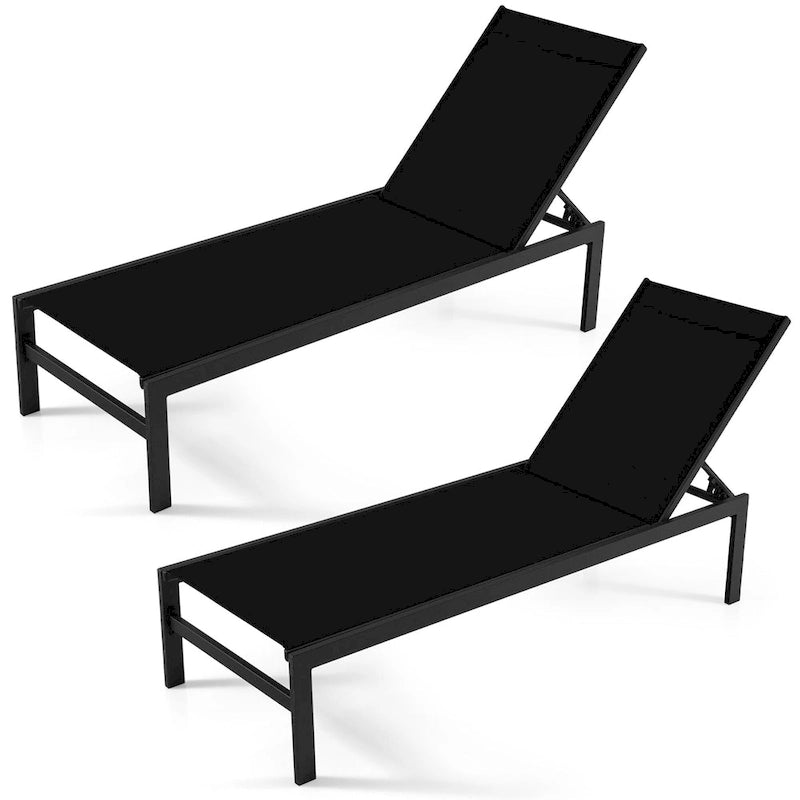 Costway Lot de 2 chaises longues inclinables 6 positions en aluminium - Voir les détails