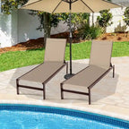 Costway Lot de 2 chaises longues inclinables 6 positions en aluminium - Voir les détails