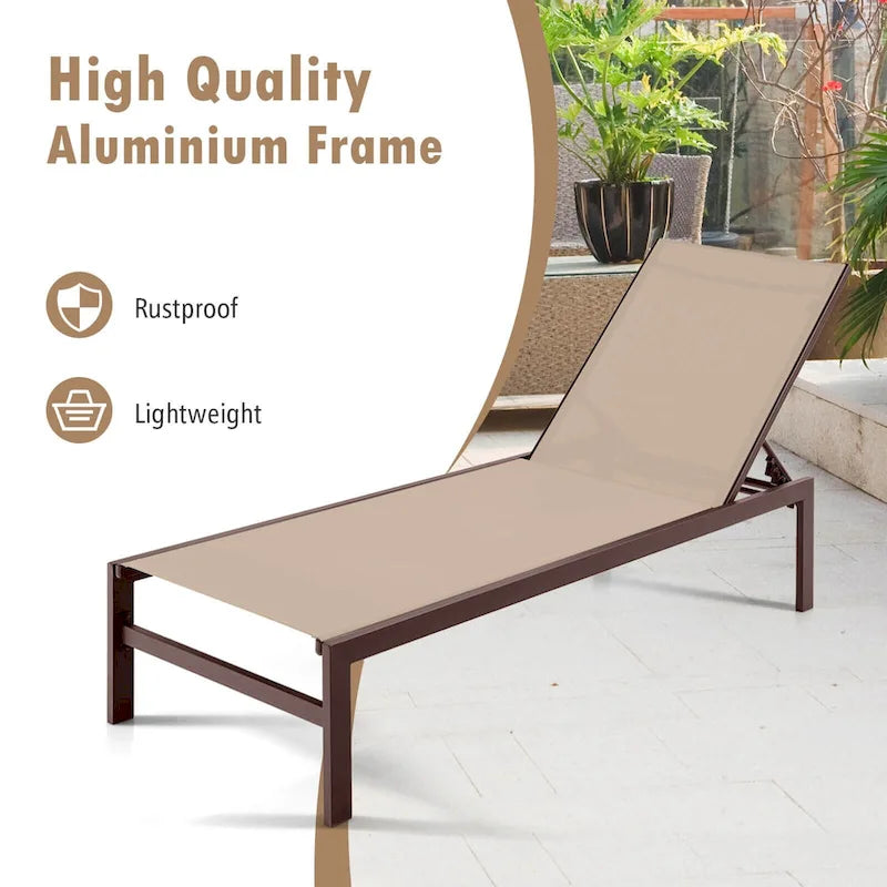 Costway Lot de 2 chaises longues inclinables 6 positions en aluminium - Voir les détails
