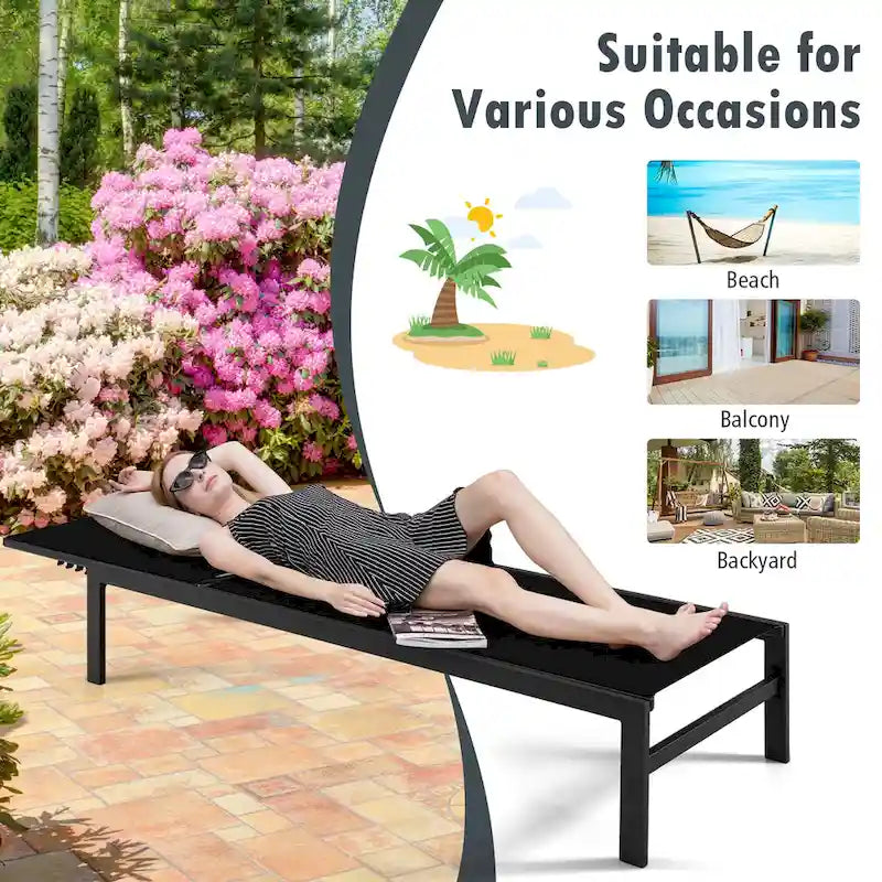 Costway Lot de 2 chaises longues inclinables 6 positions en aluminium - Voir les détails