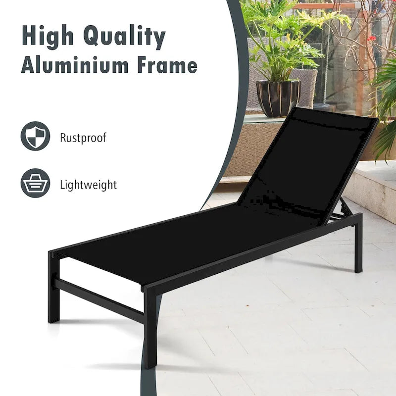 Costway Lot de 2 chaises longues inclinables 6 positions en aluminium - Voir les détails