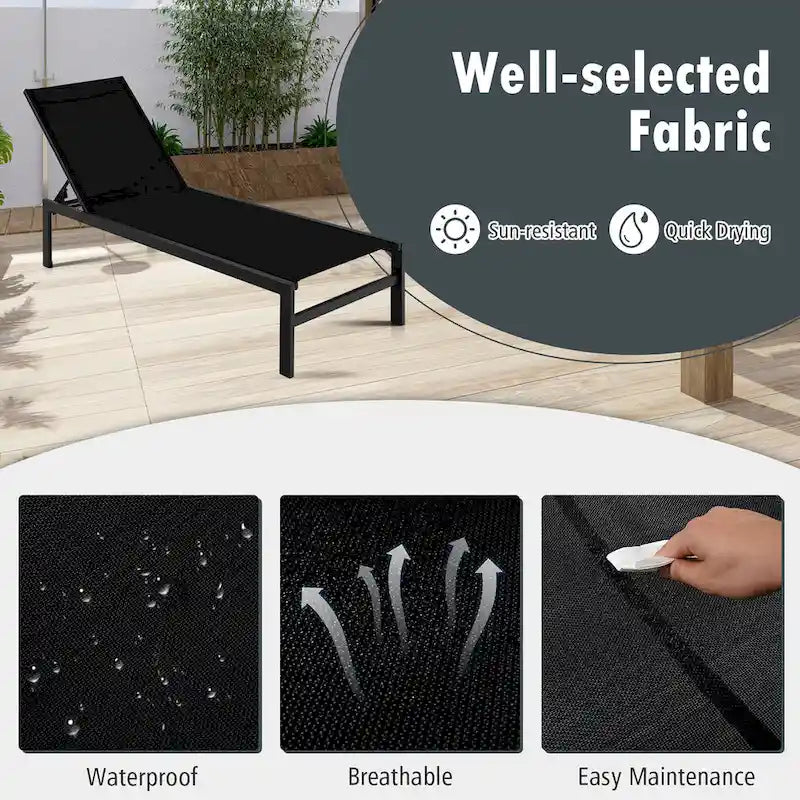 Costway Lot de 2 chaises longues inclinables 6 positions en aluminium - Voir les détails