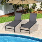 Costway Lot de 2 chaises longues inclinables 6 positions en aluminium - Voir les détails