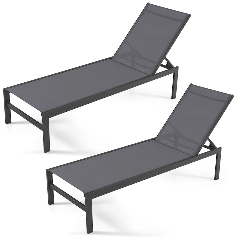 Costway Lot de 2 chaises longues inclinables 6 positions en aluminium - Voir les détails