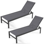 Costway Lot de 2 chaises longues inclinables 6 positions en aluminium - Voir les détails