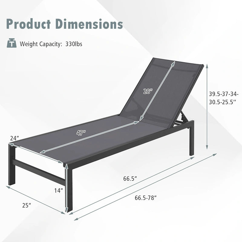 Costway Lot de 2 chaises longues inclinables 6 positions en aluminium - Voir les détails