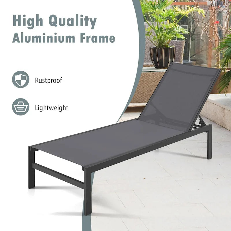 Costway Lot de 2 chaises longues inclinables 6 positions en aluminium - Voir les détails