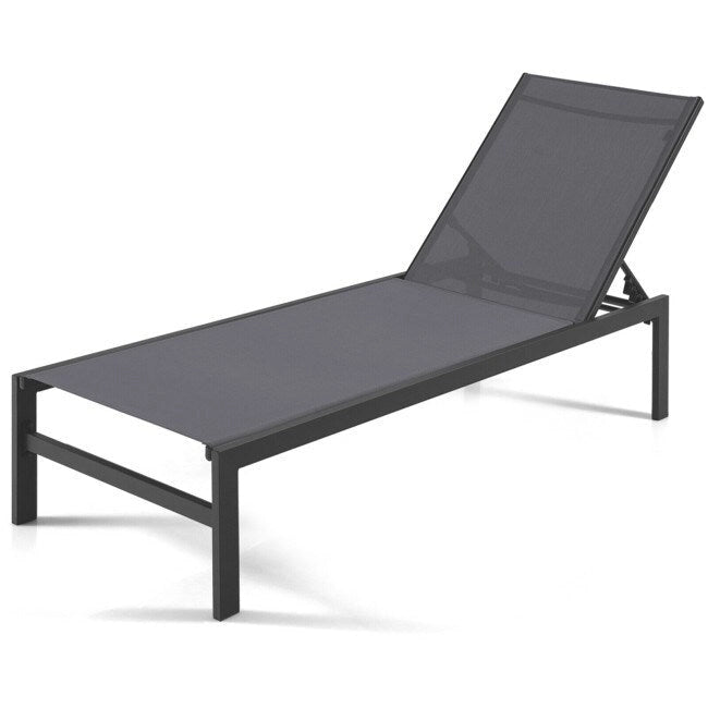 Chaises longues 6 positions avec cadre en aluminium antirouille - 60,5-78 x 25 x 39,5-25,5 (L x l x H)