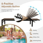 Chaises longues 6 positions avec cadre en aluminium antirouille - 60,5-78 x 25 x 39,5-25,5 (L x l x H)