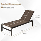 Chaises longues 6 positions avec cadre en aluminium antirouille - 60,5-78 x 25 x 39,5-25,5 (L x l x H)