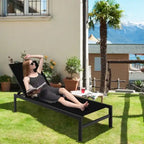 Chaises longues 6 positions avec cadre en aluminium antirouille - 60,5-78 x 25 x 39,5-25,5 (L x l x H)