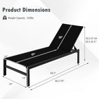 Chaises longues 6 positions avec cadre en aluminium antirouille - 60,5-78 x 25 x 39,5-25,5 (L x l x H)