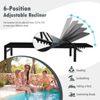 Chaises longues 6 positions avec cadre en aluminium antirouille - 60,5-78 x 25 x 39,5-25,5 (L x l x H)