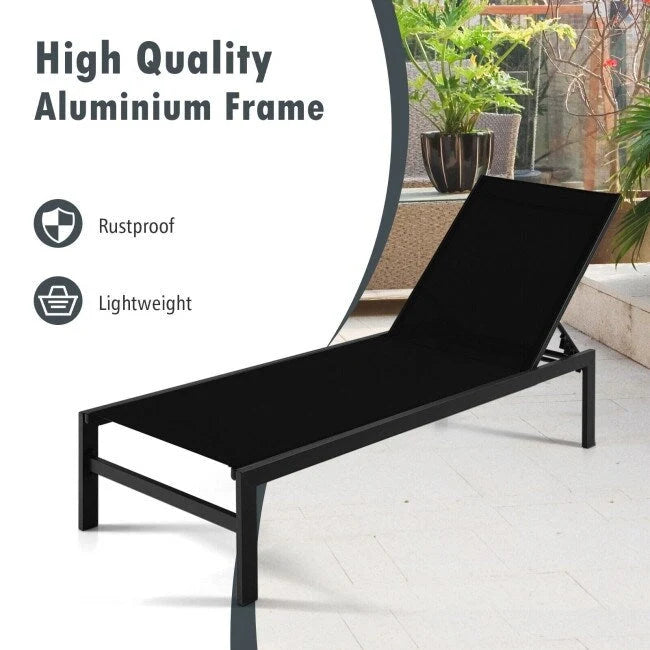 Chaises longues 6 positions avec cadre en aluminium antirouille - 60,5-78 x 25 x 39,5-25,5 (L x l x H)
