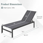 Chaises longues 6 positions avec cadre en aluminium antirouille - 60,5-78 x 25 x 39,5-25,5 (L x l x H)