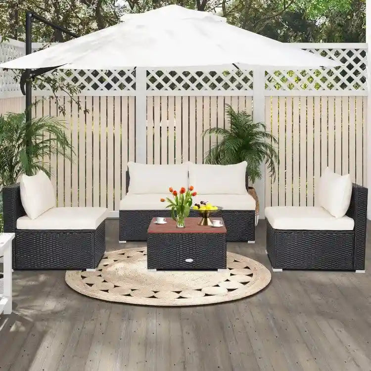 5-Piece Modern Outdoor Furniture Set for Backyard and Poolside - 27 x 25 x 25.5 (L x W x H)