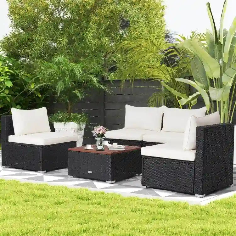 Ensemble de mobilier d'extérieur moderne 5 pièces pour jardin et piscine - 27 x 25 x 25,5 (L x l x H)