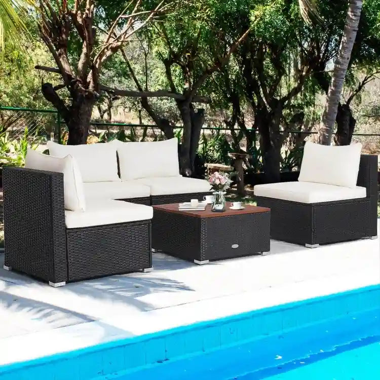 Ensemble de mobilier d'extérieur moderne 5 pièces pour jardin et piscine - 27 x 25 x 25,5 (L x l x H)