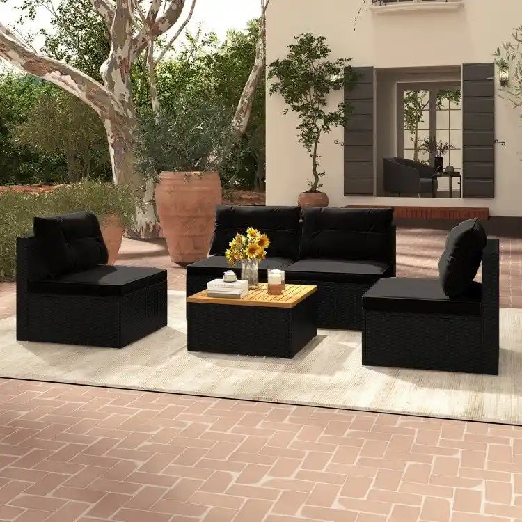 Ensemble de mobilier d'extérieur moderne 5 pièces pour jardin et piscine - 27 x 25 x 25,5 (L x l x H)