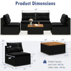 Ensemble de mobilier d'extérieur moderne 5 pièces pour jardin et piscine - 27 x 25 x 25,5 (L x l x H)
