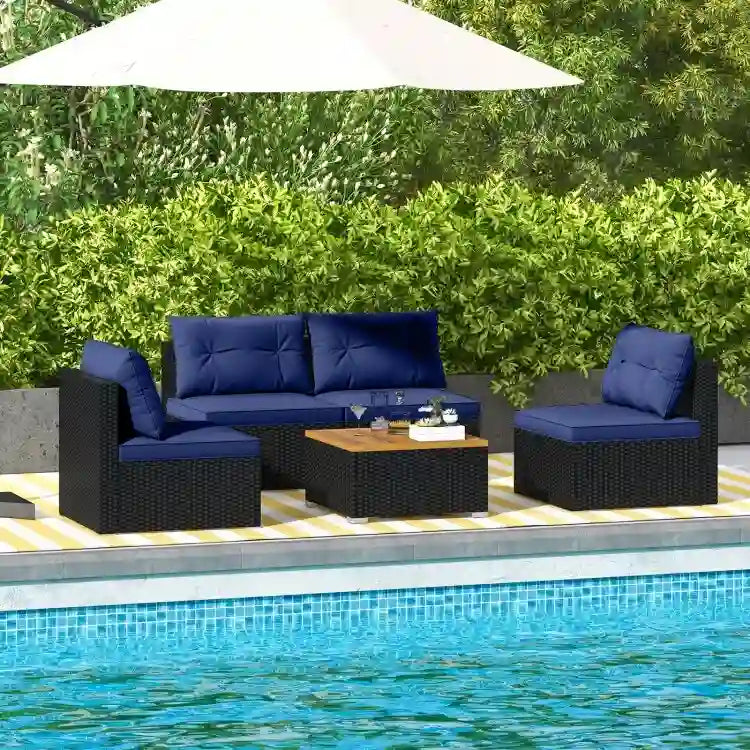 Ensemble de mobilier d'extérieur moderne 5 pièces pour jardin et piscine - 27 x 25 x 25,5 (L x l x H)