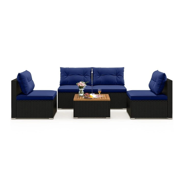 Ensemble de mobilier d'extérieur moderne 5 pièces pour jardin et piscine - 27 x 25 x 25,5 (L x l x H)