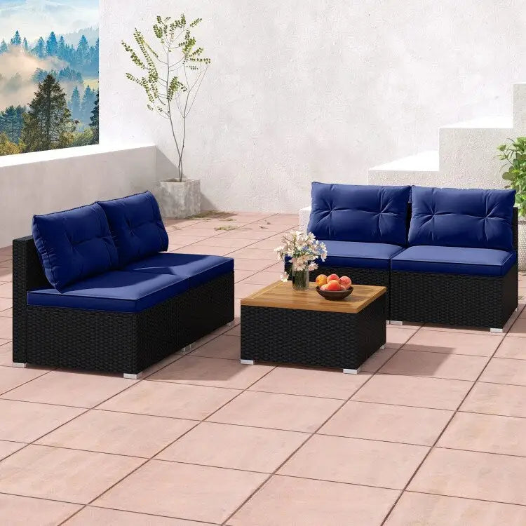 Ensemble de mobilier d'extérieur moderne 5 pièces pour jardin et piscine - 27 x 25 x 25,5 (L x l x H)