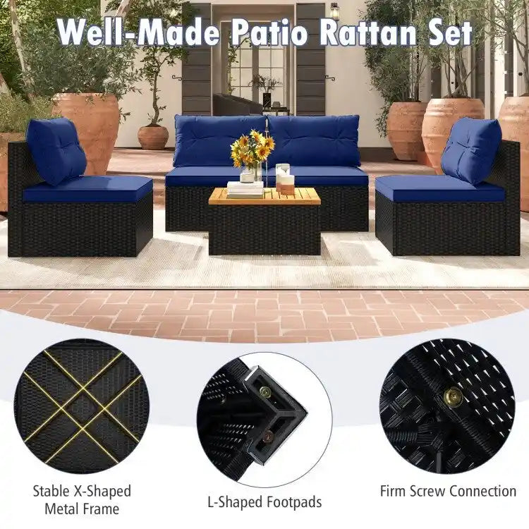Ensemble de mobilier d'extérieur moderne 5 pièces pour jardin et piscine - 27 x 25 x 25,5 (L x l x H)