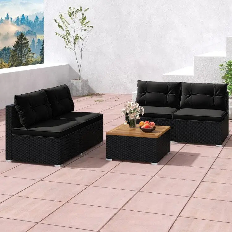 Ensemble de mobilier d'extérieur moderne 5 pièces pour jardin et piscine - 27 x 25 x 25,5 (L x l x H)