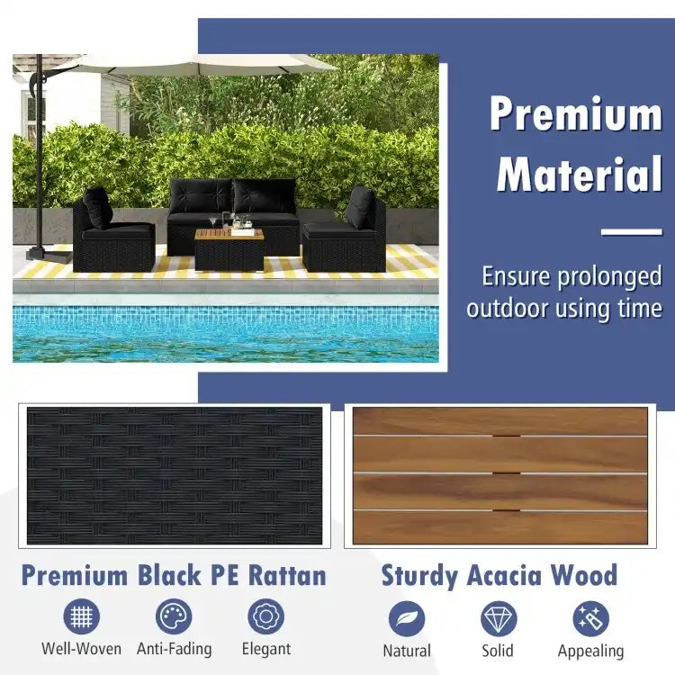 Ensemble de mobilier d'extérieur moderne 5 pièces pour jardin et piscine - 27 x 25 x 25,5 (L x l x H)