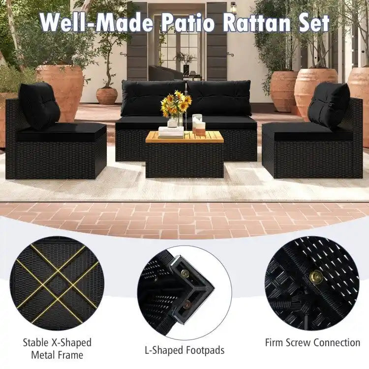 Ensemble de mobilier d'extérieur moderne 5 pièces pour jardin et piscine - 27 x 25 x 25,5 (L x l x H)