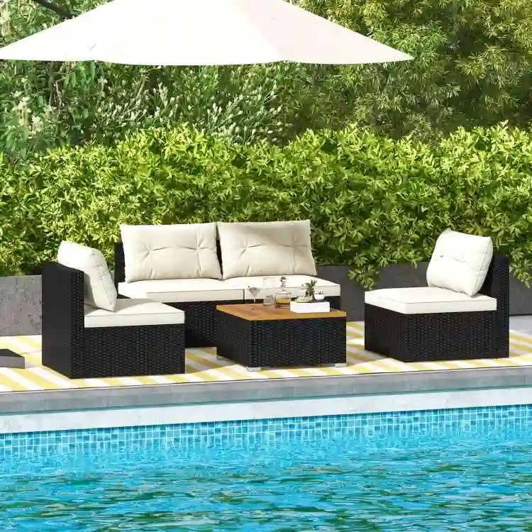 Ensemble de mobilier d'extérieur moderne 5 pièces pour jardin et piscine - 27 x 25 x 25,5 (L x l x H)