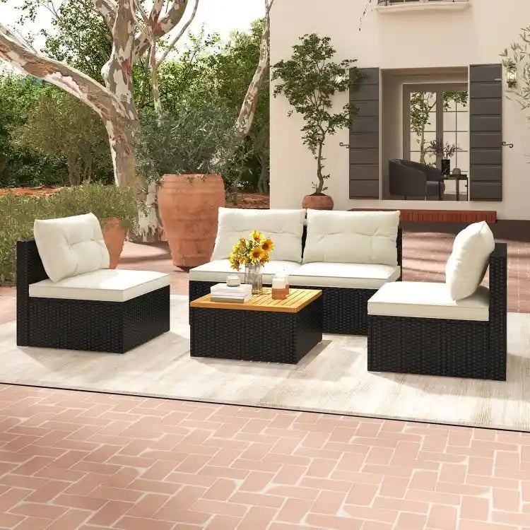 Ensemble de mobilier d'extérieur moderne 5 pièces pour jardin et piscine - 27 x 25 x 25,5 (L x l x H)