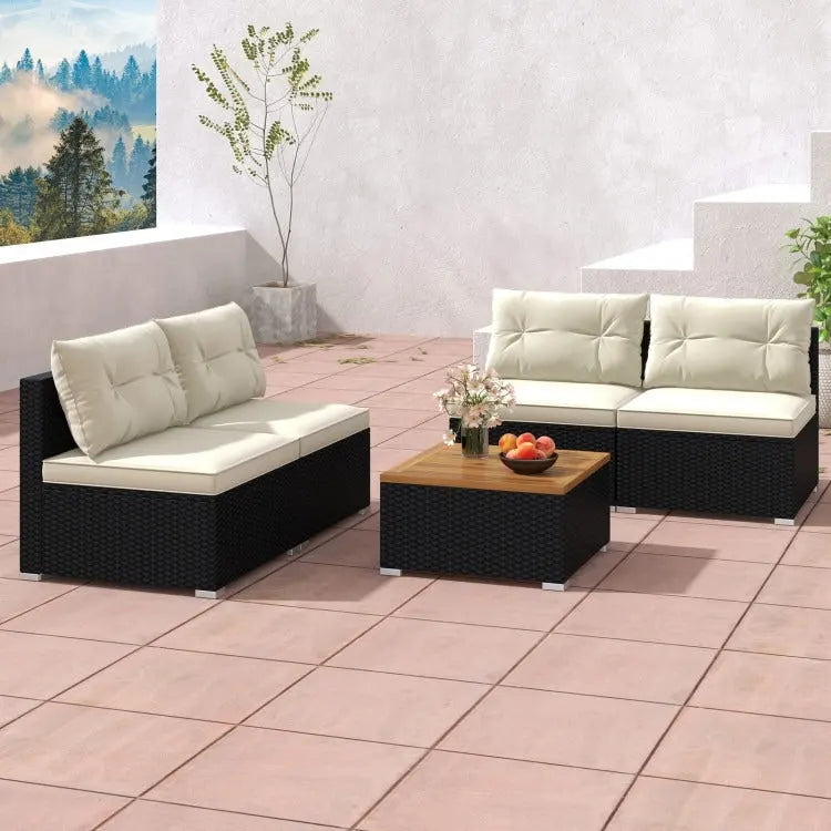 Ensemble de mobilier d'extérieur moderne 5 pièces pour jardin et piscine - 27 x 25 x 25,5 (L x l x H)