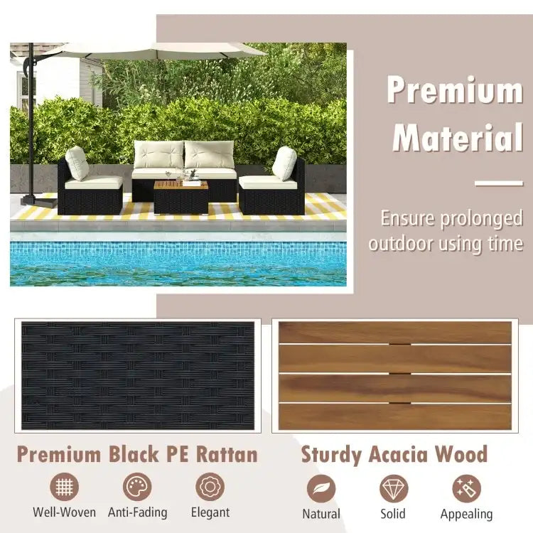 Ensemble de mobilier d'extérieur moderne 5 pièces pour jardin et piscine - 27 x 25 x 25,5 (L x l x H)