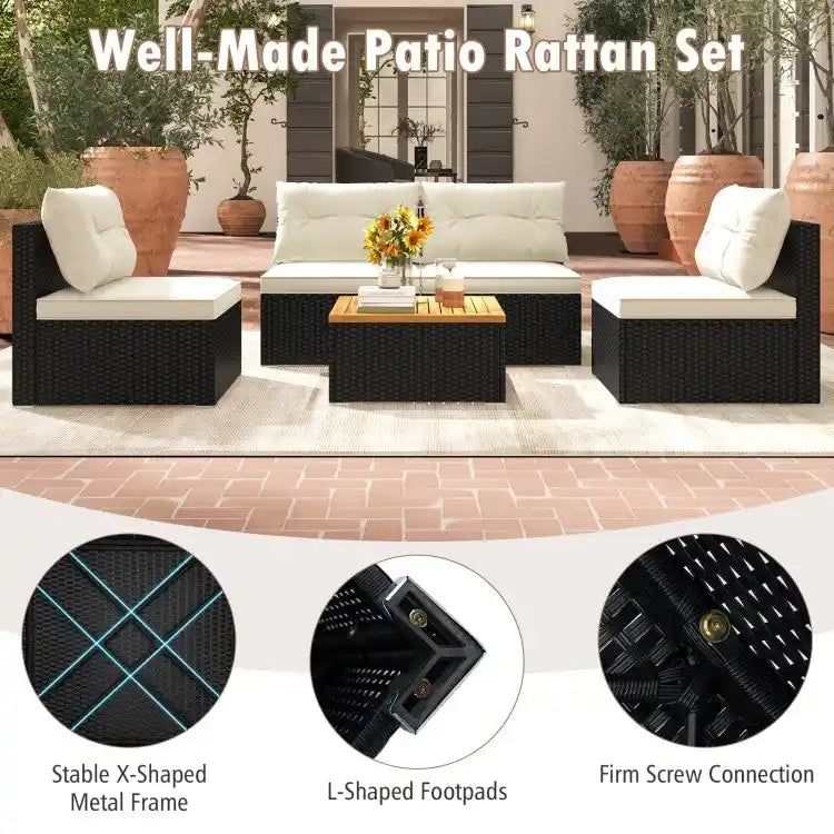 Ensemble de mobilier d'extérieur moderne 5 pièces pour jardin et piscine - 27 x 25 x 25,5 (L x l x H)