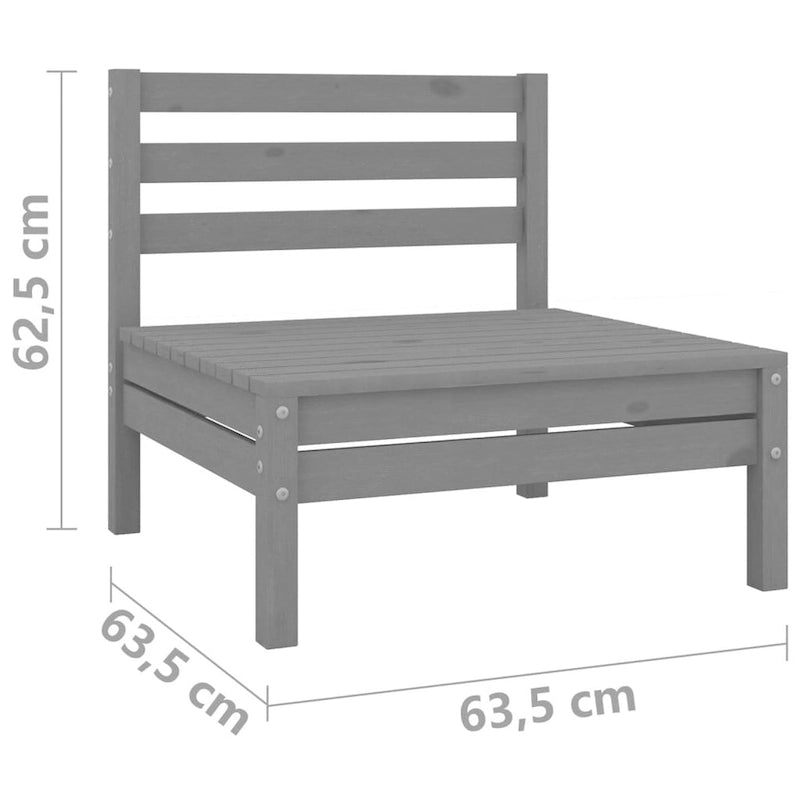 Ensemble de salon de jardin 3 pièces vidaXL en pin massif gris - 25 x 25 x 24,6