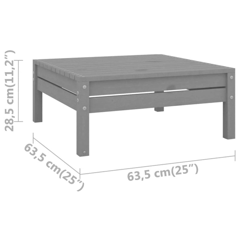 Ensemble de salon de jardin 3 pièces vidaXL en pin massif gris - 25 x 25 x 24,6