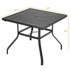 Table de salle à manger carrée de 94 cm (37 pouces) pour patio avec trou pour mât de parasol - 94 x 94 x 74 cm (37 x 37 x 29 pouces)