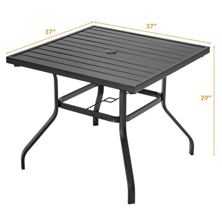 Table de salle à manger carrée de 94 cm (37 pouces) pour patio avec trou pour mât de parasol - 94 x 94 x 74 cm (37 x 37 x 29 pouces)