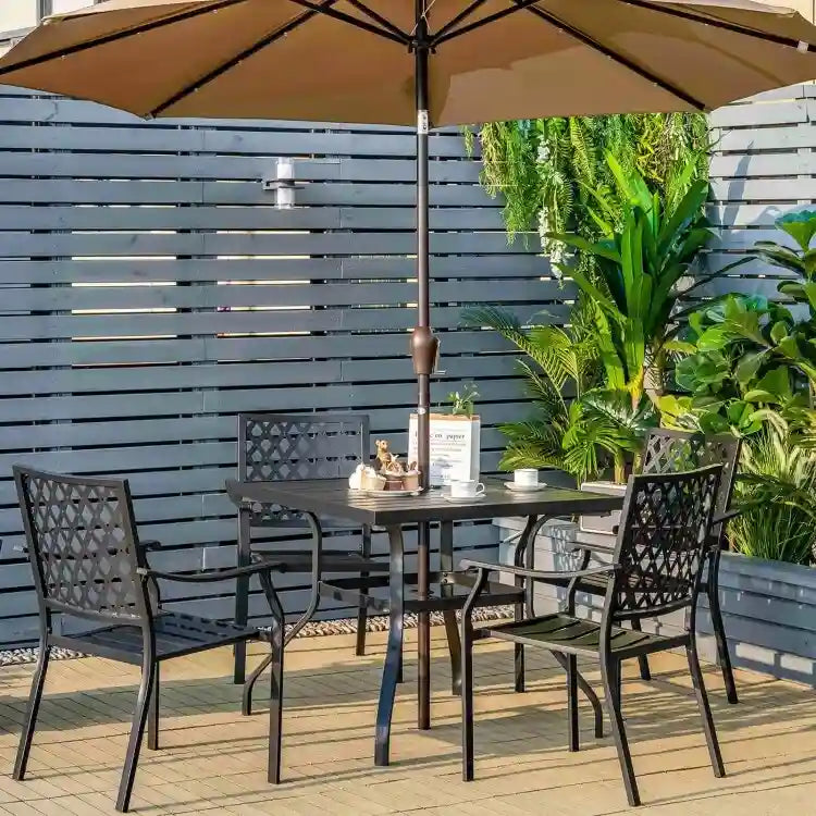Table de salle à manger carrée de 94 cm (37 pouces) pour patio avec trou pour mât de parasol - 94 x 94 x 74 cm (37 x 37 x 29 pouces)