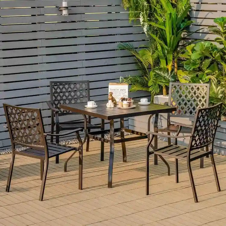 Table de salle à manger carrée de 94 cm (37 pouces) pour patio avec trou pour mât de parasol - 94 x 94 x 74 cm (37 x 37 x 29 pouces)