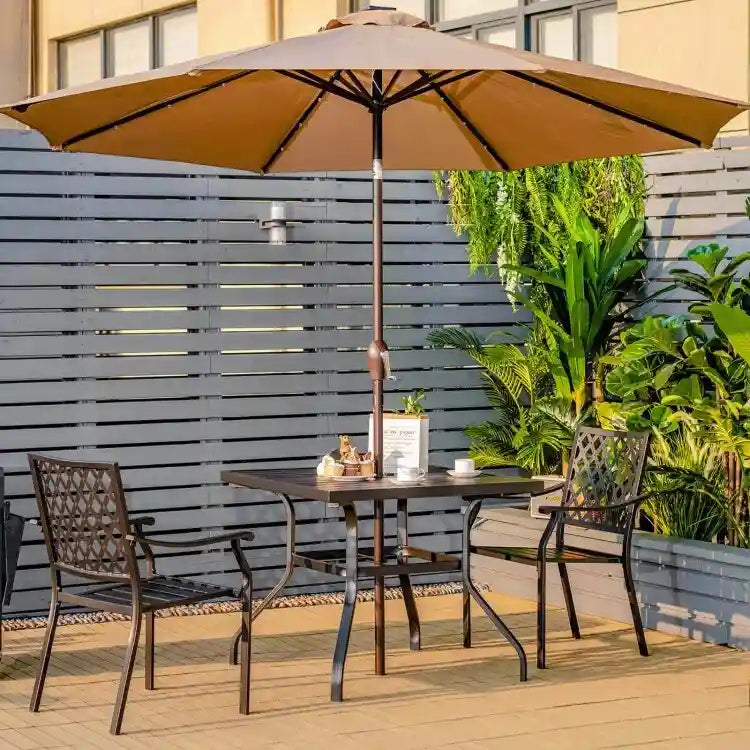 Table de salle à manger carrée de 94 cm (37 pouces) pour patio avec trou pour mât de parasol - 94 x 94 x 74 cm (37 x 37 x 29 pouces)