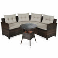Ensemble de mobilier de patio 4 pièces, canapé d'extérieur en osier - 31,5 x 25,5 x 29 (L x l x H)