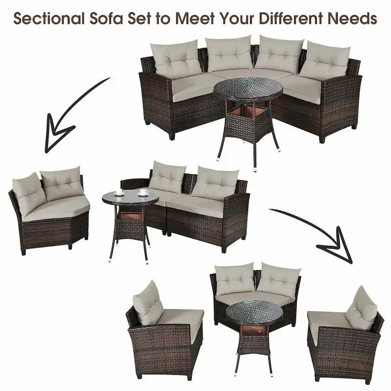 Ensemble de mobilier de patio 4 pièces, canapé d'extérieur en osier - 31,5 x 25,5 x 29 (L x l x H)