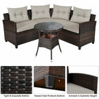 Ensemble de mobilier de patio 4 pièces, canapé d'extérieur en osier - 31,5 x 25,5 x 29 (L x l x H)